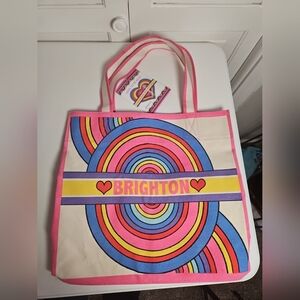 Brighton Rainbow Bright "Love To Be Bold" Large Canvas Tote NWT Bag